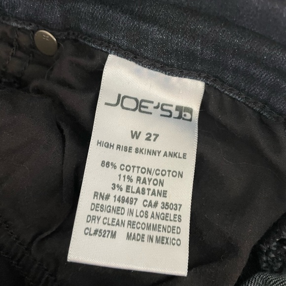 Joe’s High Rise Skinny Ankle Jeans. “Shark Bite” Hem. Size 27. Dark Blue. - Picture 3 of 10